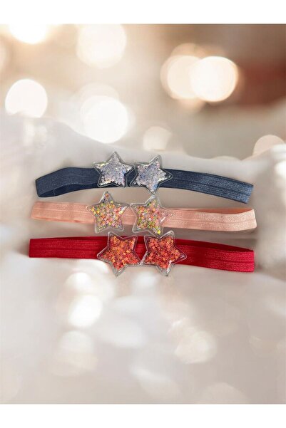 The Cloudish Shop Handmade Baby Hair Band Bandana 3-Pack Salmon Red Blue Star...