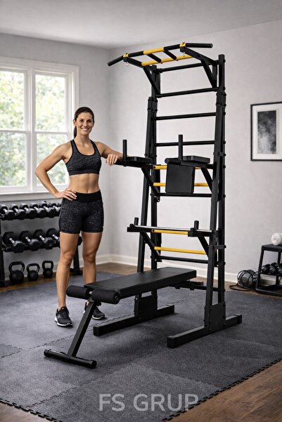 FSHOME FS Grup | İsveç Duvarı | Barfiks Dips Mekik Halter Çalışmalı