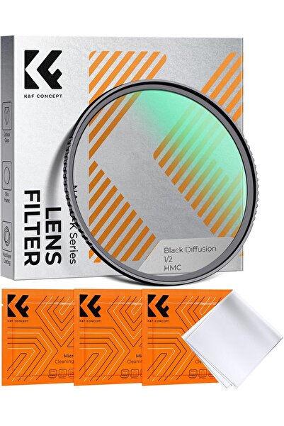 K&F CONCEPT 82 mm Black Diffusion Filter 1/2 and 3 Vacuum Packed Cleaning Clo...