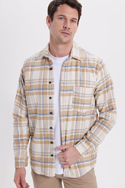Tudors Erkek Regular Fit Rahat Kesim Kışlık Kareli Oduncu Gömlek