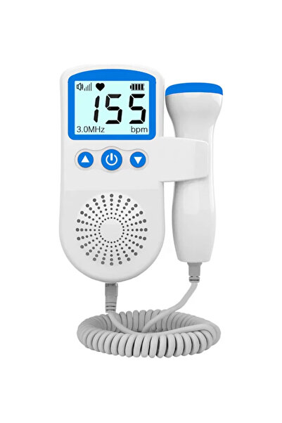 AyShop 3Mhz 50-230Bpm Ölçüm Aralığı Gebelik Fetal Doppler Nabız Kalp Atışı Dinleme Ölçme Cihazı Beyaz-Mavi