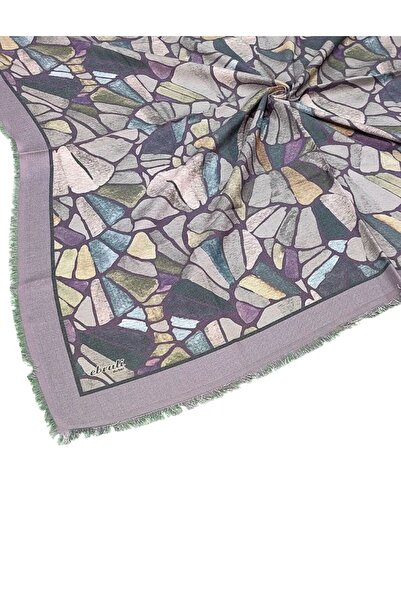 mim eşarp Ebruli Winter Patterned Scarf 95X95 cm