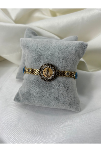 divakse Steel Bracelet with Evil Eye Beads in Gold