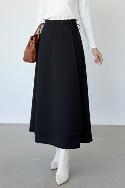 Blue Morpho تنورة من قماش سكوبا منفوشة مع تفاصيل مربوطة