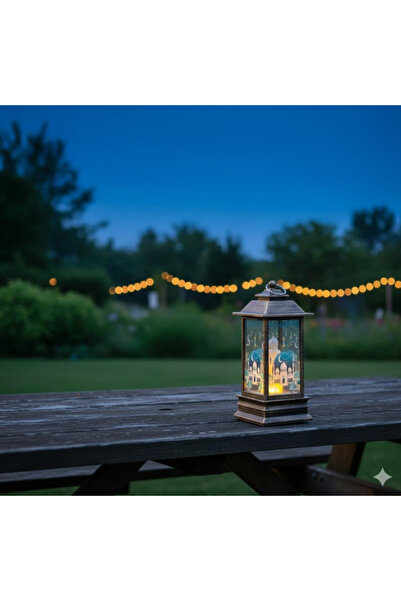 Generic DYD Water Globe Lantern with Mosque Sticker & Candle Figurine Inside – LED Glitter Swirl Decorative