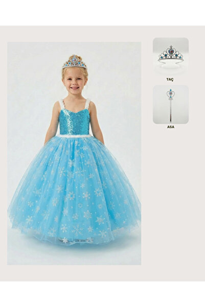 BUTİKHAPPYKİDS Κοστούμι Frozen Elsa με λουράκια για κορίτσια Φόρεμα πριγκίπισ...