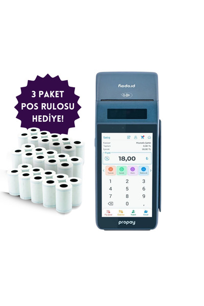 propay P1000 Ecr Android Yazar Kasa Pos - 30 Adet POS Rulosu Hediye