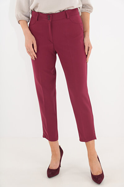Trend Land Burgundy 7/8 tapered pants with rhinestones