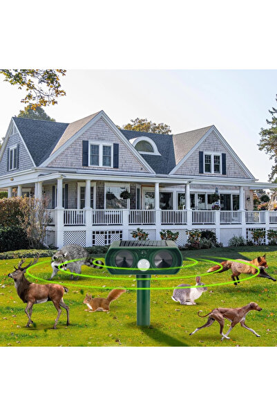 BRAN Repelent solar cu ultrasunete pentru pisici, câini – senzor PIR, imperme...