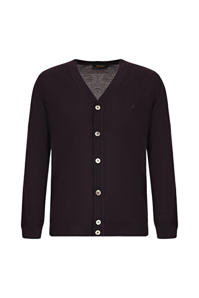 Abdullah Kiğılı Regular Fit Buttoned V-Neck Wool Knitwear Cardigan