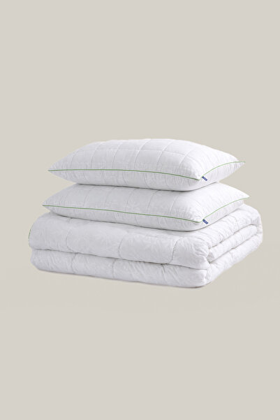 Sleeptown Bambu Çift Kişilik Beyaz Yastık Yorgan Seti Çift Kişilik Yorgan + 2...