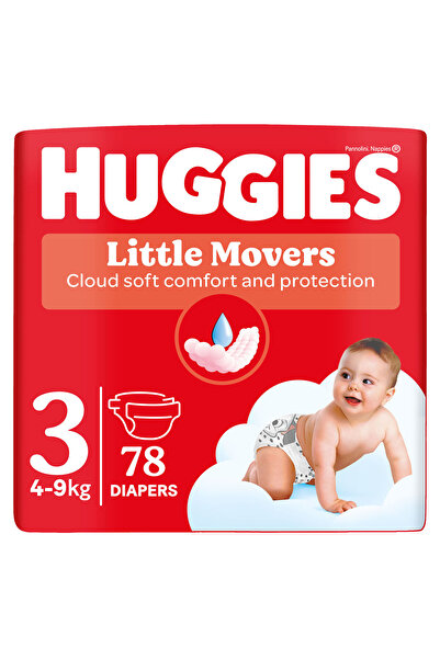 Huggies Little Movers Diapers, Size 3, 4 - 9 kg, 78 pieces