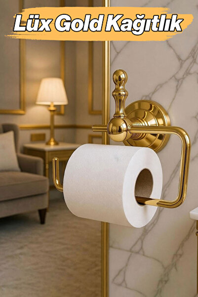 Badem10 Luxury Open Paper Holder Gold Shiny Gold Plated Screw-In Wall Mounted Metal Bathroom Toilet Accessory