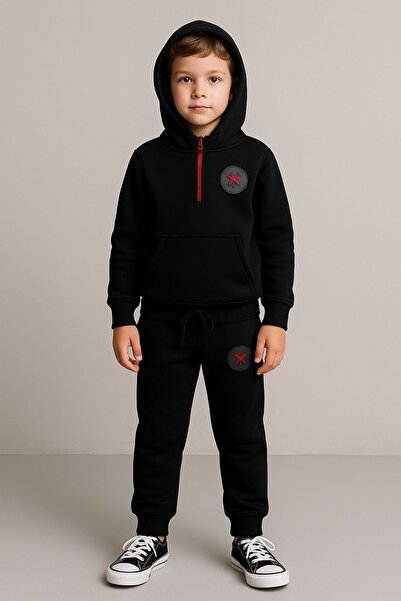 Mcrkids Unisex με κουκούλα φερμουάρ 3 Thread Ş επένδυση fleece χοντρό χειμερι...