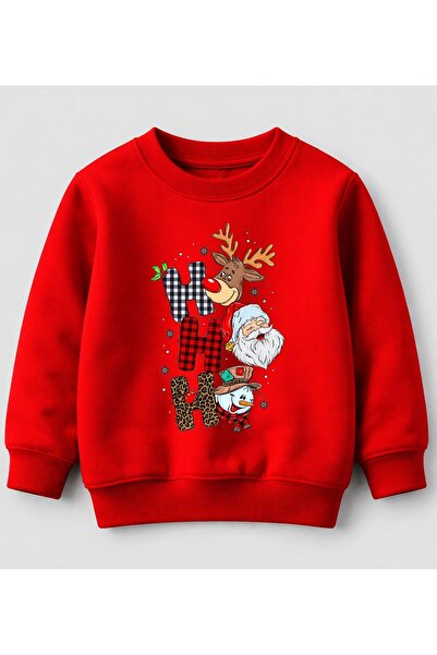 Efendioğlu Design sweatshirt hohoho baskılı nakış görseli 3 iplik şardonsuz p...