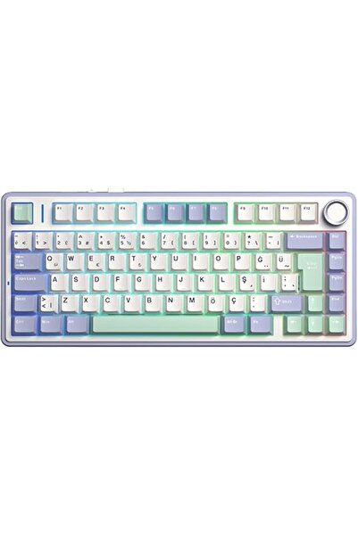 Genel Markalar Aula F75 Mekanik Rgb Tkl Graywood V4 Switch Kablosuz Makrolu H...