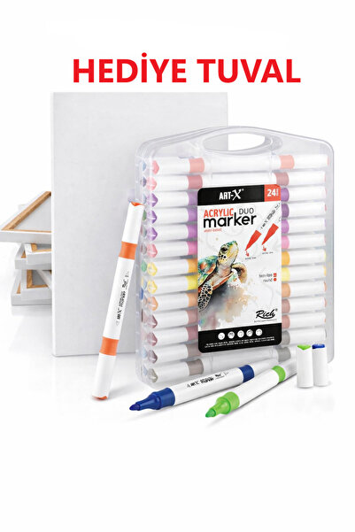 Rich Artx Acrilic Marker Duo 24'lu Akrilik Kalem ve Tuval Seti 25x35