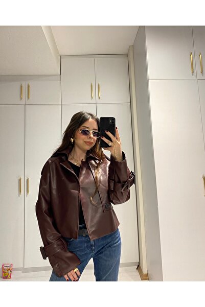 EMOŞŞBUTİK Bordo Premium Astarlı Deri Ceket