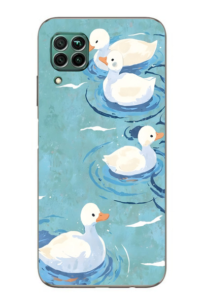 Manitoba Huawei P40 Lite Uyumlu Baskılı Yumuşak Silikon Şeffaf Telefon Kılıfı