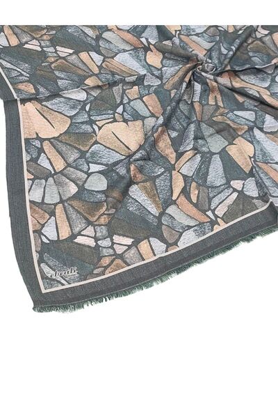mim eşarp Ebruli Winter Patterned Scarf 95X95 cm