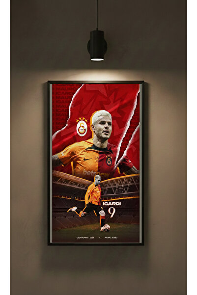 LUNA DİZAYN Sarı Kırmızı Temalı Baskılı Metal Poster , Yıldızlı Hediyelik Tab...