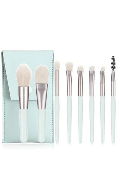 SELA Set of 8 Makeup Brushes, Glam Touch, Turquoise