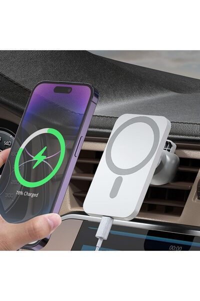 Bowie Magsafe powerbanklı araç havalandırma telefon tutucu araba şarj aleti 15w hızlı şarj özellikli