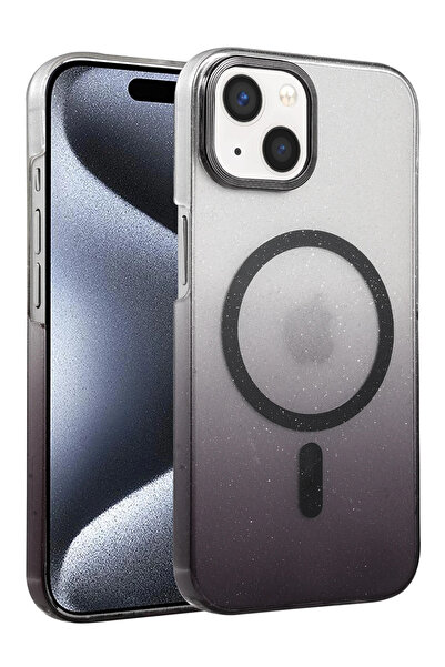 NewFace 1611508747 غطاء ماج سيف لامع لهاتف ابل ايفون 15 بلس (150815) - أسود