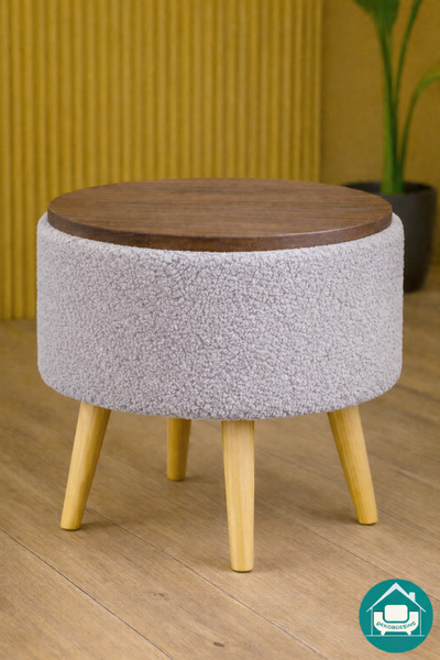 DEKOR MOBİLYACIM Aragonia 40 CM Üst Tablalı Peluş Kumaş Puf