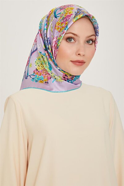 Armine Floral Patterned Sura Pure Silk Scarf 9209D 51