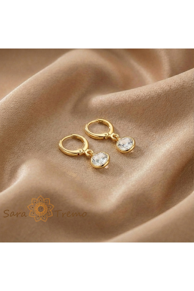 SaraTremo Σκουλαρίκια Heart Clarity – Σκουλαρίκια επιχρυσωμένα με χρυσό 18 κα...