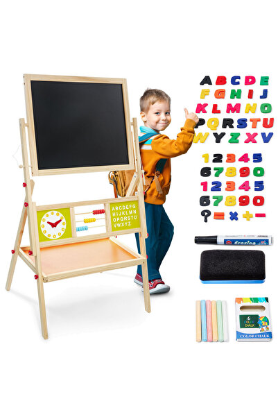 mamabrum Tablă educațională mare cu două fețe: magnetică și tablă cu cretă - ...