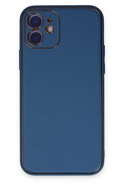 NewFace 1613036747 غطاء حماية لهاتف آيفون 12 من جلد الكوكو - (123630) أزرق فاتح