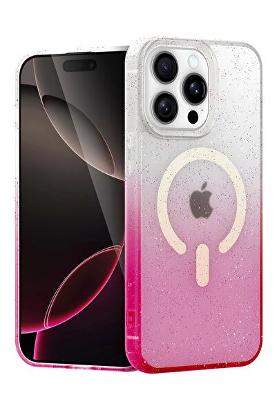 NewFace 1615155747 غطاء آبل آيفون 14 برو بوميل شايني ماج سيف (115551) - وردي