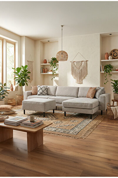 Rolivs Mokka Modüler Mini Köşe Koltuk - Aletsiz Kurulum Parça Eklenebilir Köş...