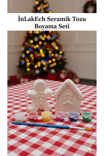 İNLAKECHANDMADE İnLakEch Seramik Tozu Boyama Seti Yılbaşı Temalı Zencefilli A...
