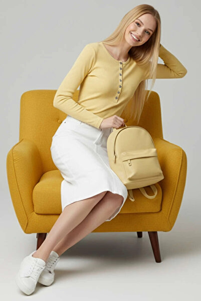 ZENGEZUR MALL Mtxdpn Snap Detailed Blouse Yellow T4343 (161112) (Size: S)