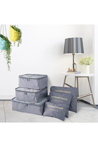 Generic Six-Piece Pouch Travel Luggage Organiser Set, Grey