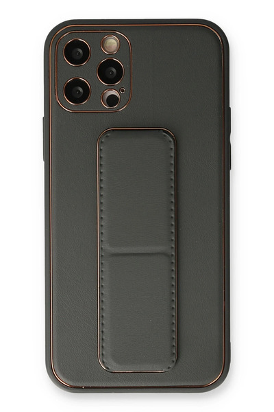 NewFace حافظة OZLSTOR لهاتف آيفون 12 برو من جلد الكوكو مع حامل (105202) - مدخنة