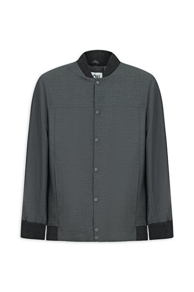 Kiğılı Slim Fit Slim Fit Bomber Jacket Coat with Stretch Fabric Snap Button Pockets