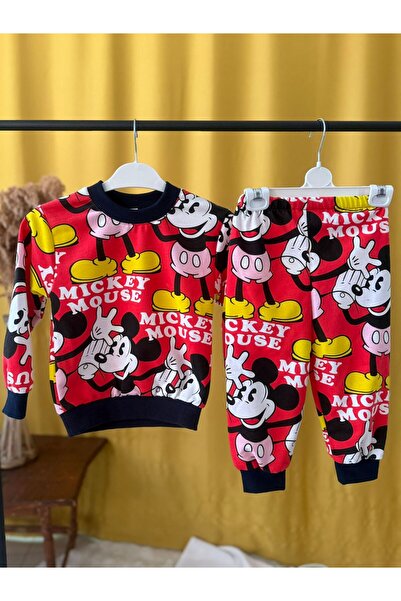 Mickey Mouse Desenli Çocuk Pijama Takımı
