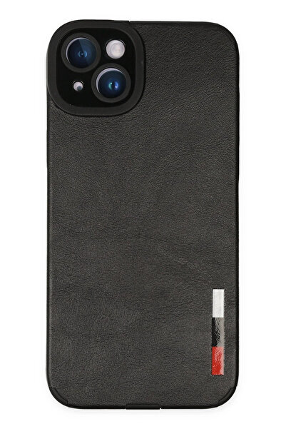 NewFace 1615508747 حافظة آيفون 14 بلس من السيليكون الجلدي (170855) - أسود