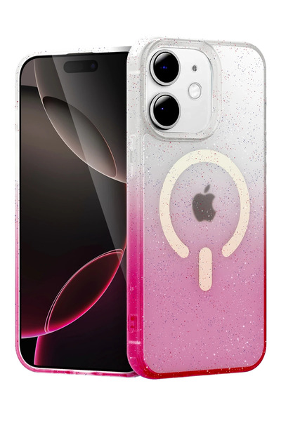 NewFace 1610557747 غطاء آبل آيفون 12 بوميل شايني ماج سيف (105705) - وردي