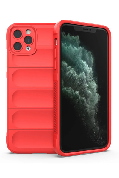 NewFace حافظة OZLSTOR لهاتف iPhone 11 Pro Max من السيليكون الأفضل (75018) - أحمر