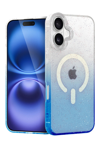 NewFace 1610856747 غطاء آبل آيفون 16 بلس بوميل شايني ماج سيف (105608) - أزرق