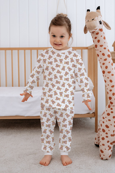 Messido Baby Boy Kids Pajama Set Long Sleeve Top and Bottom Set - Winter Bears