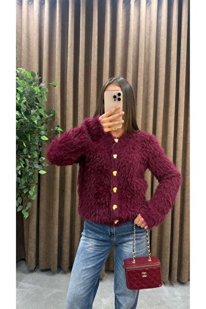 Maysa BORDO GOLD DÜĞME DETAYLI SAÇAKLI HIRKA