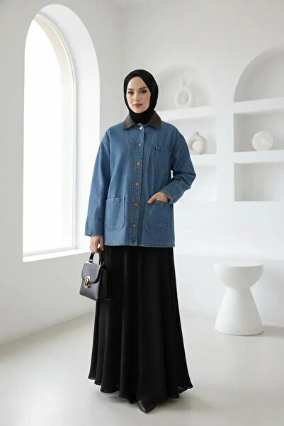 Nissra Ankanoor Leather Collar Denim Jacket Anka252016