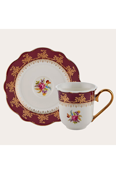 ROY KING 23067-5 FLOWER RED 6'LI KAHVE FİNCANI