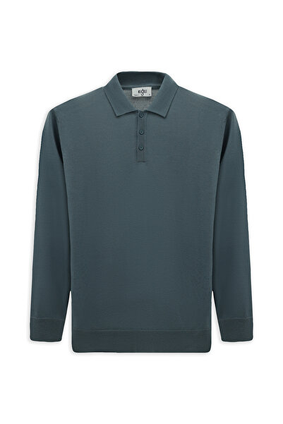 Kiğılı Polo Neck Buttoned Regular Fit Warm Wool Knit Sweater